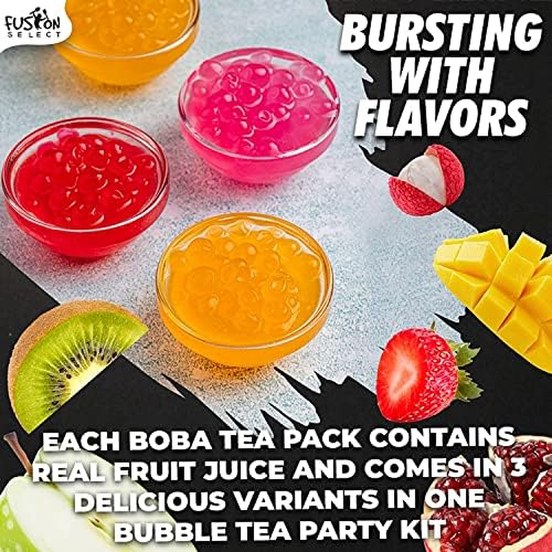 Fusion Select Strawberry, Mango, Passion Fruit Bursting Boba Popping Boba Pearls Fruit Tea Snack Toppings image number 2