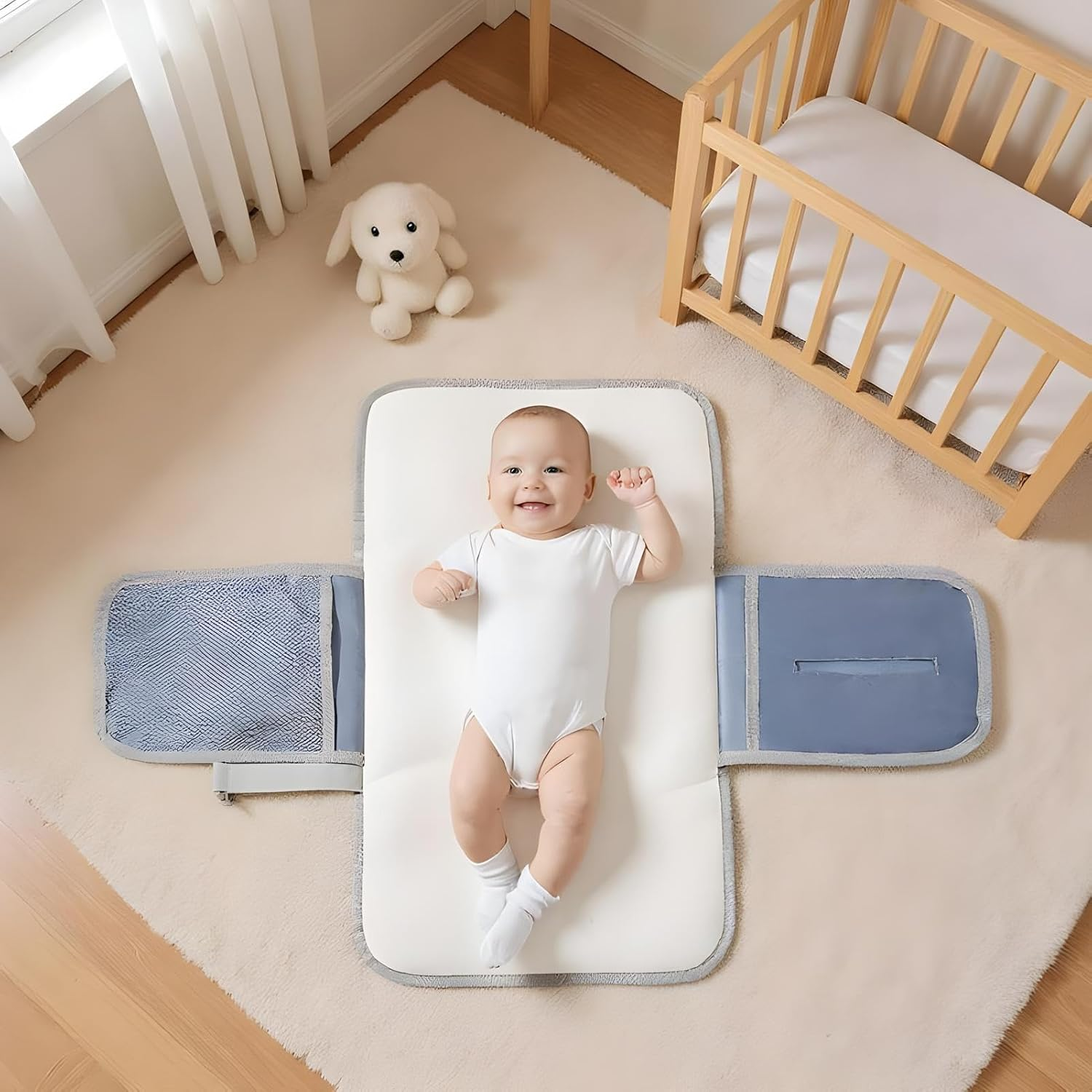 Baby Changing Mat | Diaper Changing Mat Waterproof - with Wipes Pocket, Foldable Stroller Accessories for Hospital Camping Daycare Nursery Dad Mom Postpartum - Zoo image number 5