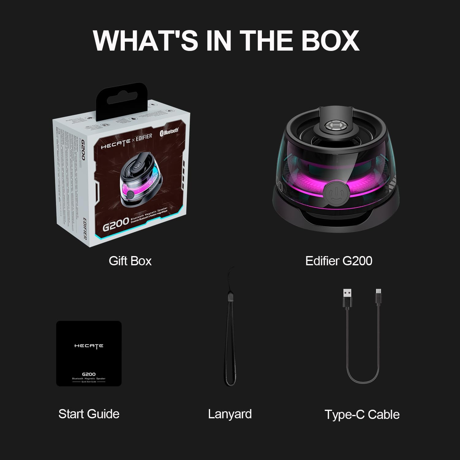 Edifier G200 Magnetic Bluetooth Speaker, 5W Mini Speakers Wireless with Bluetooth 5.3, RGB Light, Game Mode, 7H Playtime, Portable Phone Stand for Iphone, Travel, Golf Cart - Black image number 1