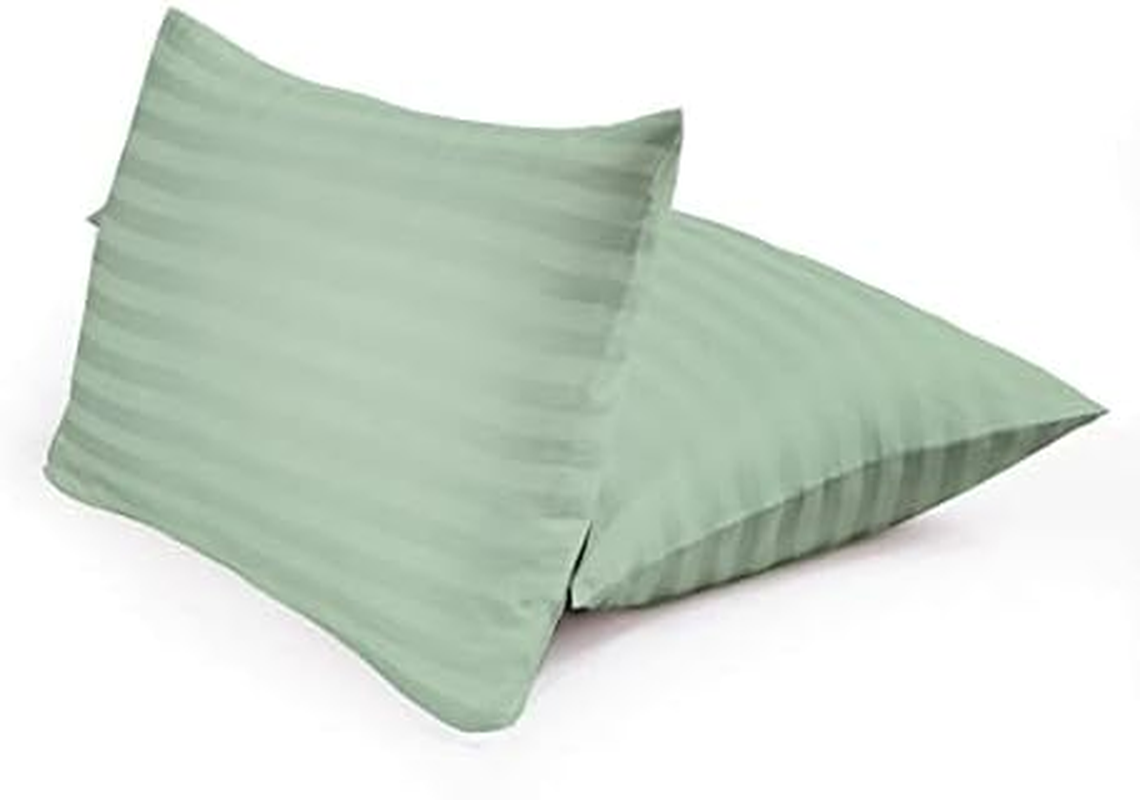 Lasin Bedding, Luxury Super Soft 100% Cotton Duvet Cover Pillowcases Fitted Sheet Set, Stripe, California King, Green image number 5