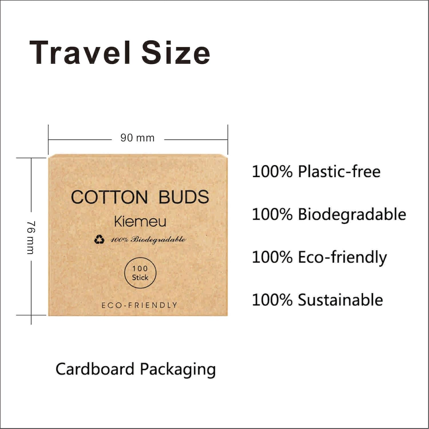 600 Bamboo Cotton Buds Biodegradable, Bamboo Ear Buds Cotton for Cleaning and Doing Makeup image number 3