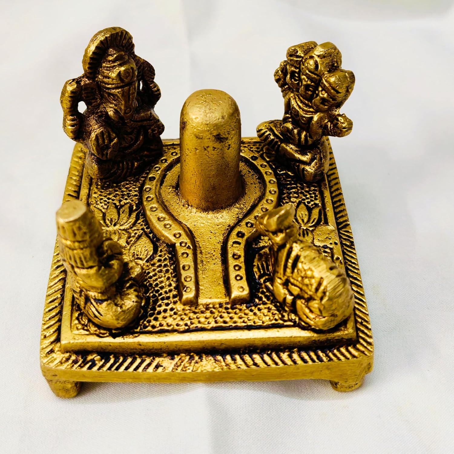 Brass Shiv Panchayat Idol 3" Inch | Shiva Lingam with Nandi, Parvati, Ganesh & Kartikeya | Shiv Parivar Statue | Bholenath Family Murti for Home Temple, Puja, Diwali Decor & Spiritual Gift image number 5