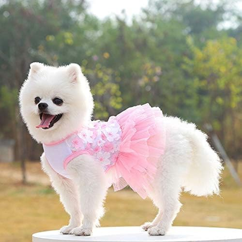 Dog Wedding Dress, Small Dog Dresses Female, Doggie Bridal Dresses, Birthday Dress, Girl Puppy Clothes, Christmas Outfits, Halloween Costumes for Dogs Teddy Yorkie Teacup (Pink, S) image number 6