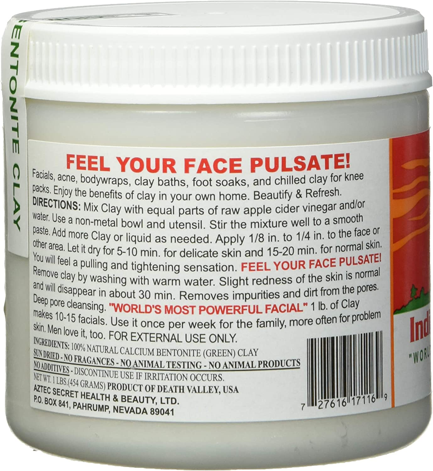 Aztec Secret - Indian Healing Clay - Deep Pore Cleansing Facial & Healing Body Mask - the Original 100% Natural Calcium Bentonite Clay - 454G image number 4
