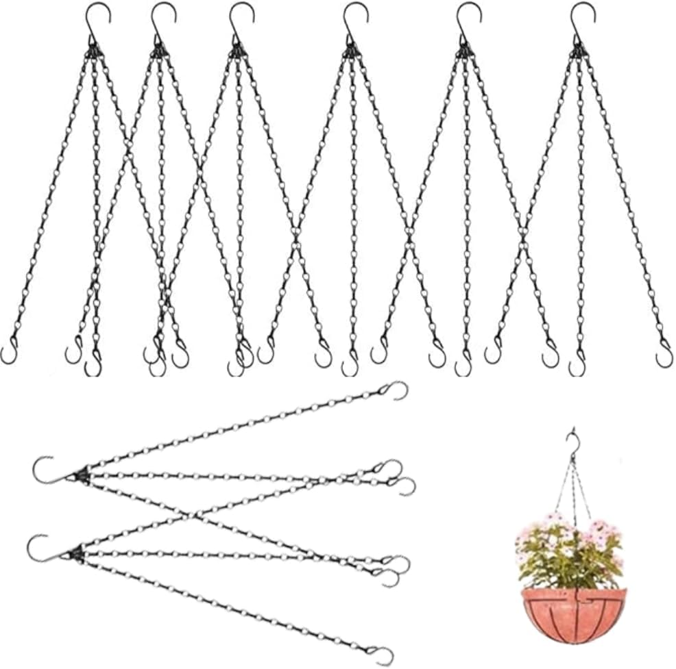 Black Hanging Basket Chain,8 Pcs Decorative Plant Hanging Chains with Hooks, Adjustable Replacement Plant Hanger Chain 3 Point to Hang Planters Flower Pots Bird Feeders Lantern Lamp image number 5