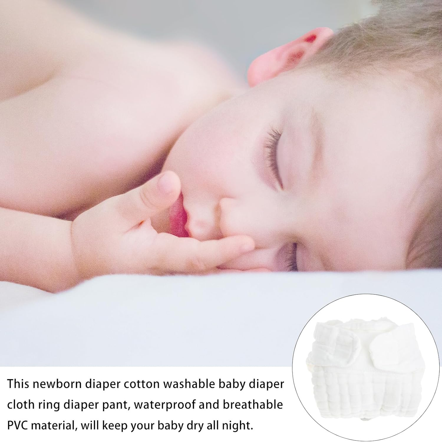 5Pcs Reusable Newborn Cloth Diapers Soft Cotton Washable Nappies Leak Resistant Moisture Barrier Lightweight and Portable for Newborns Months image number 5