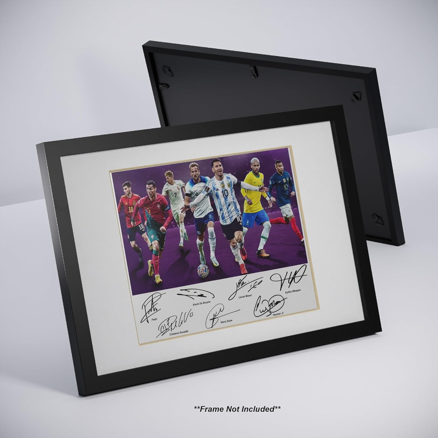 Cristiano Ronaldo Lionel Messi Neymar Jr Kane Pedri Mbape Soccer Superstars Signed Photo Autograph Print Wall Art Home Decor image number 4