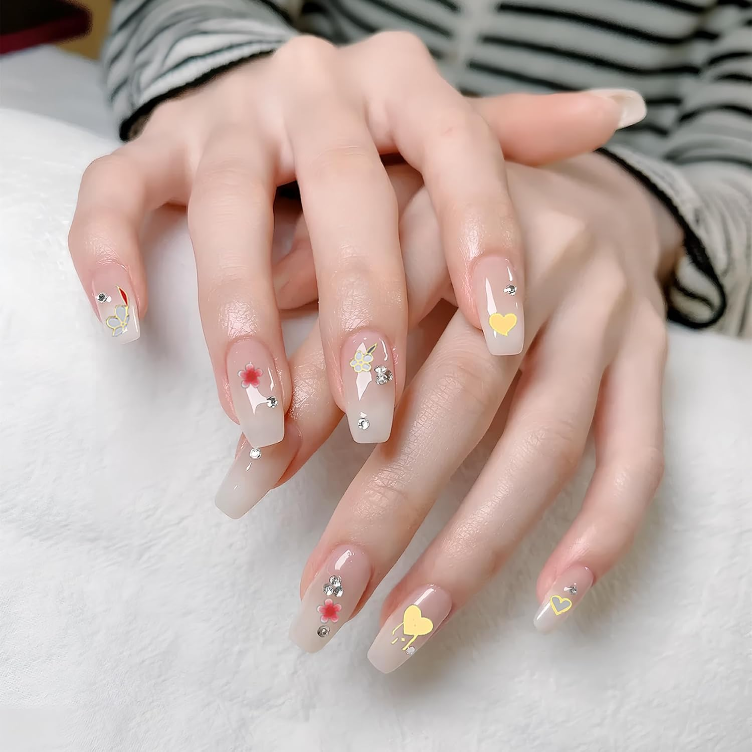 8 Sheets 3D Metallic Nail Stickers - Self-Adhesive Nail Art Supplies with Golden Flowers, Leaves & Lines Patterns, Easy Apply Nail Decals for Women, Home Use & Nail Salon DIY Manicure​​ image number 3