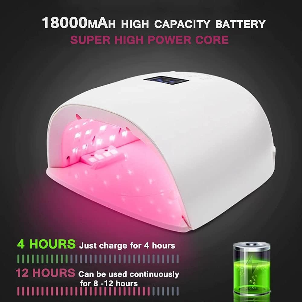 Nail Lamp, 86W Rechargeable LED Gel Nail Lamp,Cordless Nail Dryer,15600Mah Wireless Nail Polish Curing Lamp,Professional Nail Art Manicure Tools