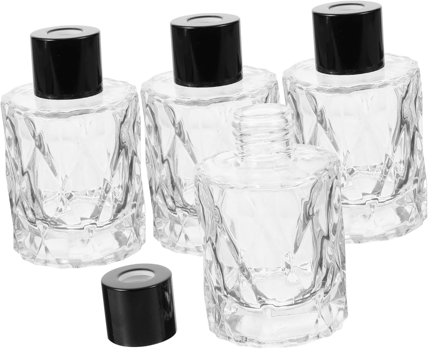 4Pcs Vintage Glass Diffuser Bottles 50Ml Empty Reed Essential Oil Perfume Containers for Home Aromatherapy and Bedroom Fragrance Decoration