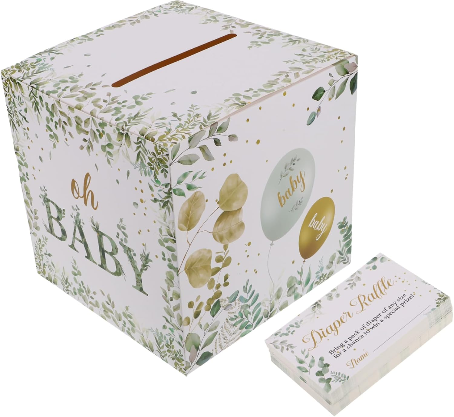 Diaper Raffle Game Greenery Shower Decoration Receiving Box for Party for Shower Prizes image number 5