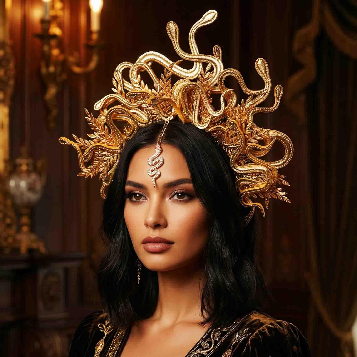 Fashband Medusa Snake Headband Greek Goddess Headdress Halloween Cosplay Headdress Carnival Accessories for Women