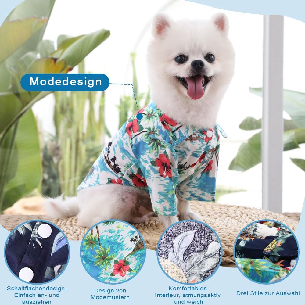 Voarge Pet Polo Shirt, Hawaiian Style Floral Dog Shirt, Printed T-Shirts, Stylish Breathable Dog Summer T-Shirt for Small to Medium Dogs Cats (Pineapple Navy, XL) image number 6