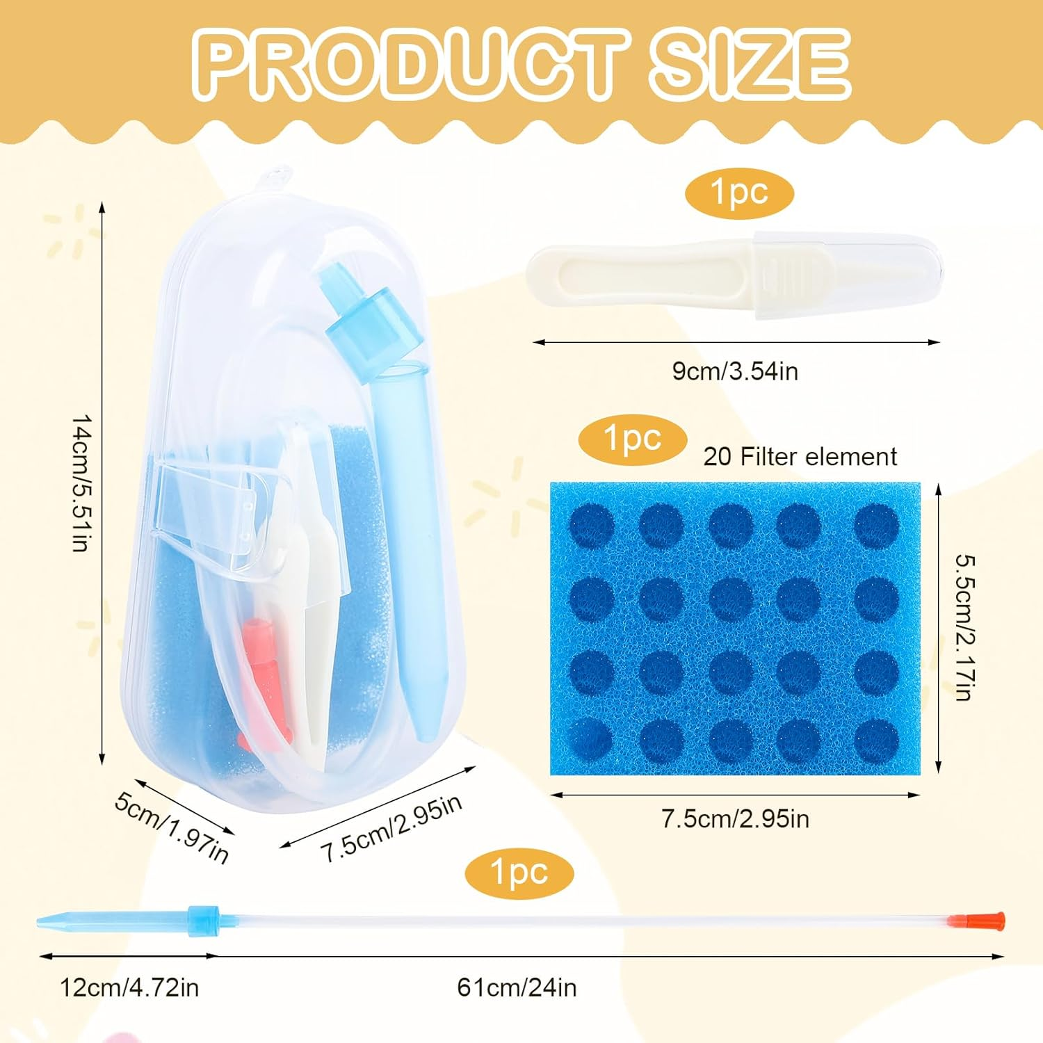 Baby Nasal Aspirator Nose Cleaner Set - Gentle with Travel Case, Includes Nose Cleaning Tweezers & 20 Filters for Congestion Relief