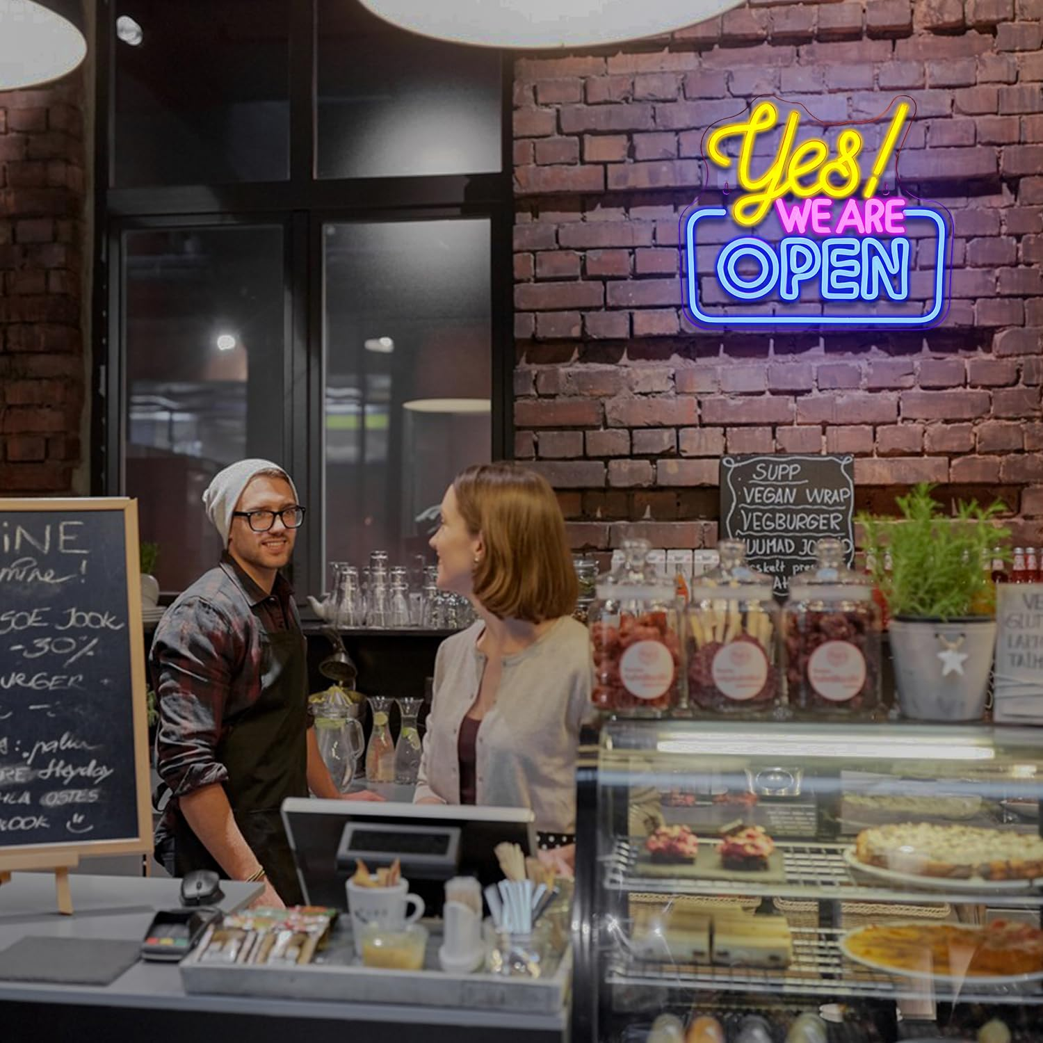 SIGNSHIP Open Neon Sign LED Sign Yes! We Are Open Neon Sign for Wall Decoration Yellow & Pink & Blue Open Neon Light Sign Light up Sign for Bar Restaurant Hotel Shop Club Decor image number 5