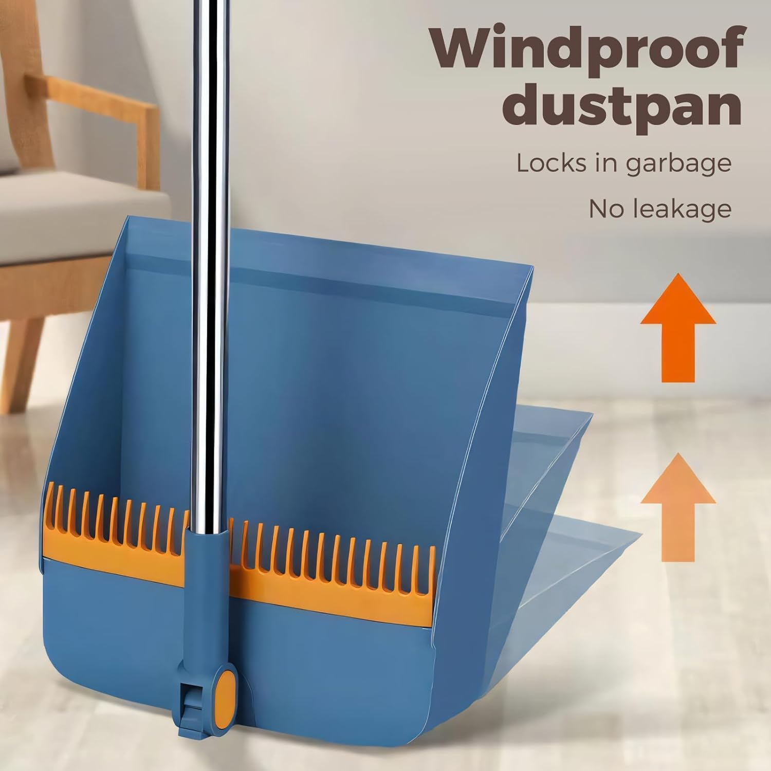 Dustpan & Broom Set Indoor Outdoor Heavy Duty Corn Broom Commercial Dustpan Set for Indoor Outdoor Cleaning image number 2