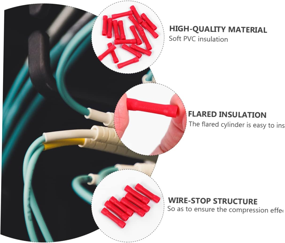 KICHOUSE 100Pcs Heat Shrinkable Wire Terminals Cable Gland Electrical Connectors Splice Crimp Connectors Wire Splice Automotive Wire Connectors Butt Terminal Welding Wire Copper Stitching image number 5