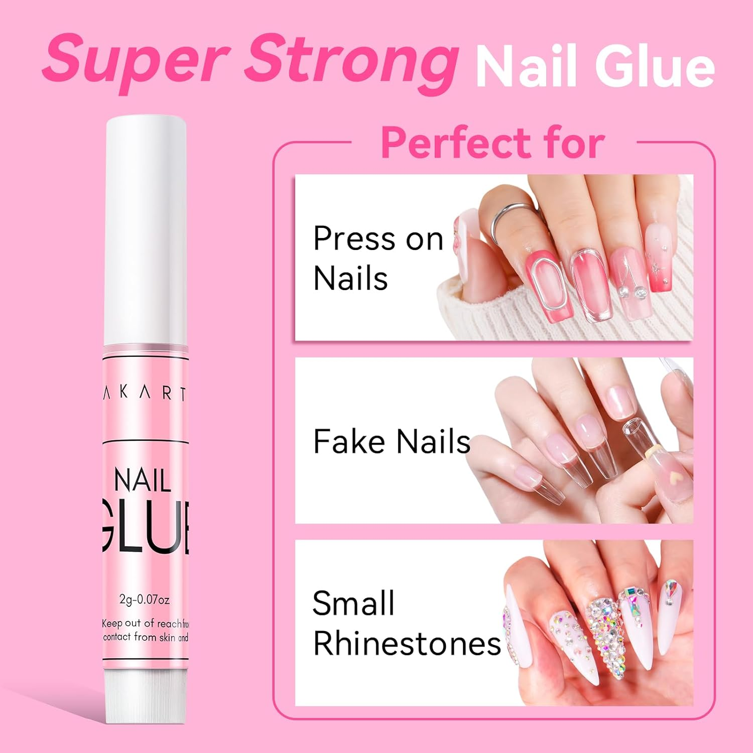 False Nail Glue Extra Strong Nail Glue, Quick Drying in 5 Seconds, No UV Lamp Required, 10 Pcs Professional Bond Nail Tips Glue for Paste on Nails Adhesive Glue Long Lasting 0.07Oz image number 6