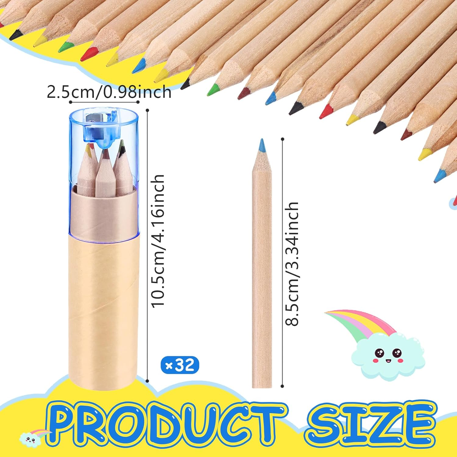 32 Pack Mini Drawing Colored Pencils with Sharpener Mini Drawing Pencils Set for Kids 3.3Inch Short Fat Color Pencils in Tube Coloring Pencil Bulk for Adult Coloring Books, Classroom School Drawing image number 3