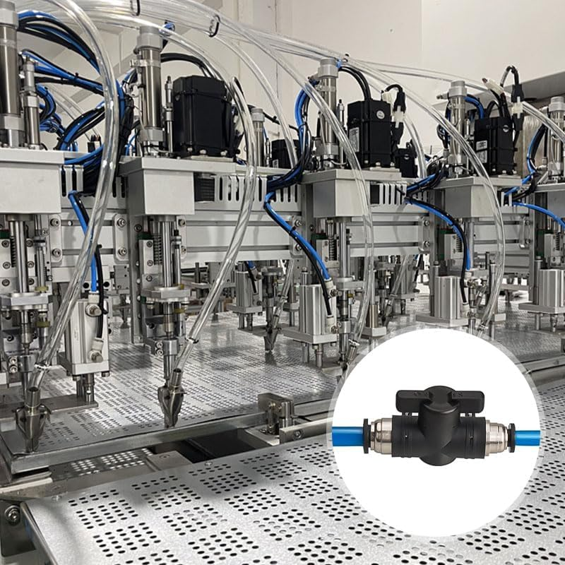 12Mm Pneumatic Ball Valve Black, Push into Connecting Pipe Fittings Ball Valve Fittings Straight Air Flow Control Valve for Air Hydraulics