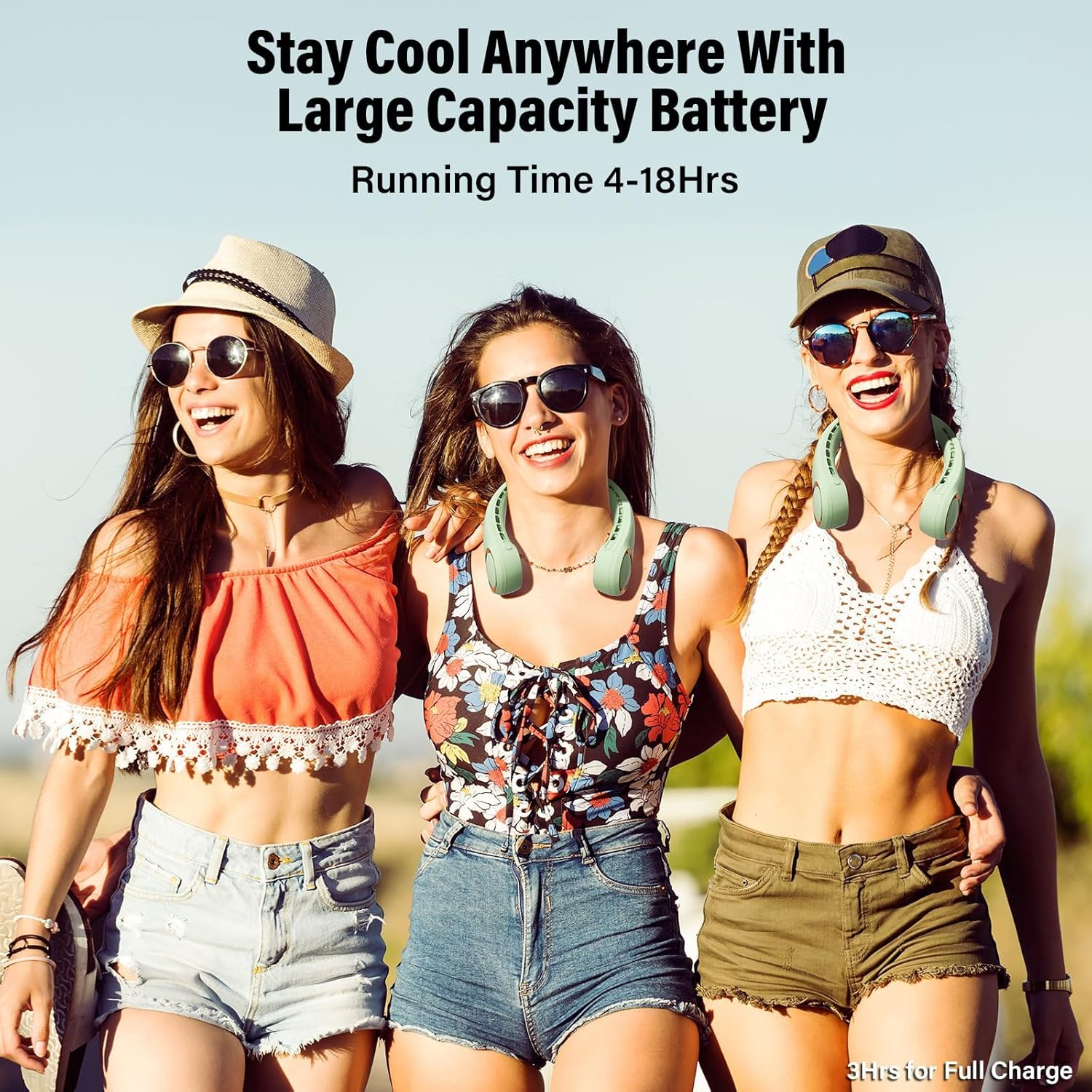 Morelax Neck Fan, USB Rechargeable Personal Fan, 3 Speeds Adjustable, Large Air Outlet Powerful Strong Wind, Adjustable, 360&deg; Cooling, Super Quiet, No Blade Design, No Hair Twisting, Small (Green) image number 2