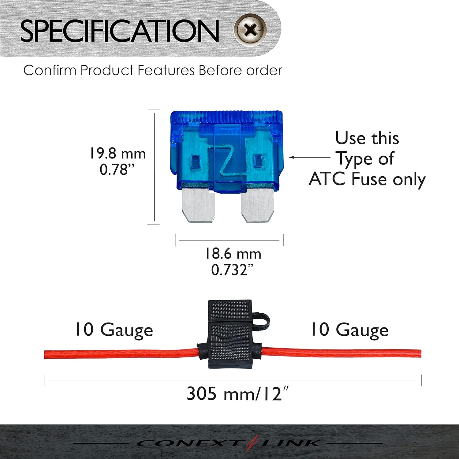 Conext Link LFH10ATC-10 Loop ATC Fuse Holder with Cover without Fuse 10 Pack 10 Gauge image number 3