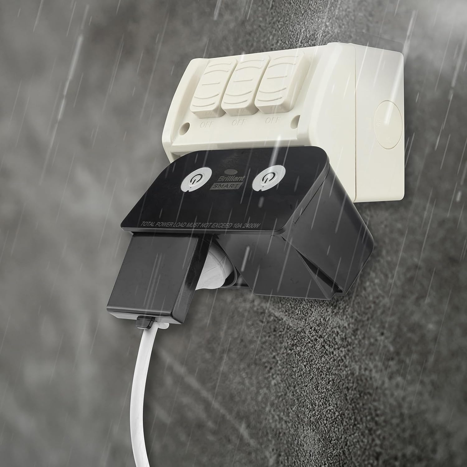 Brilliant Lighting Smart IP44 Outdoor Double Plug, Black image number 1