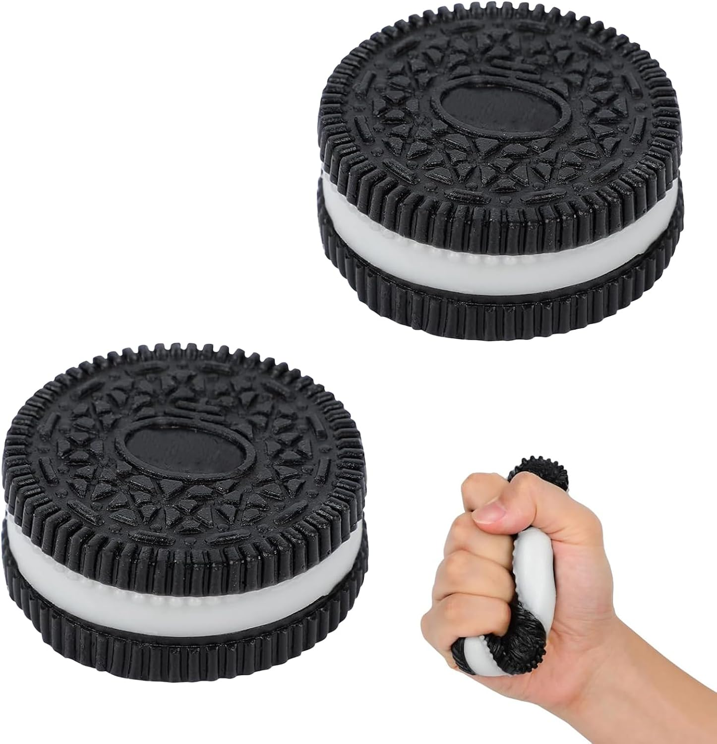 Pack of 2 Stress Relief Toys, Taba Squishy, Squishy Toy, Biscuit Stress Relief Toy, Anti-Stress Toy, for Concentration, Squishy Toy, Anxiety Relief with Balls, Funny (Black) image number 6