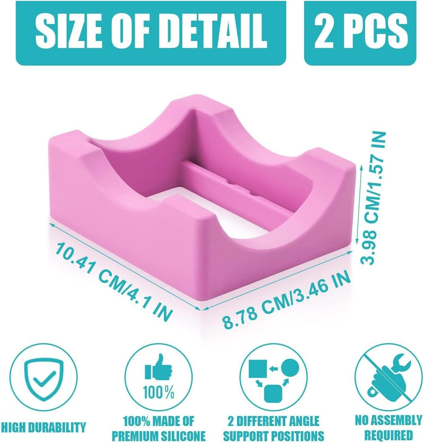 Ejoyous Silicone Cup Holder (For DIY Decals) 2-Angle Support (Horizontal+Inclined) Built-In Tool Slot Fits, for Cups/Sublimation Mugs/Wine Glasses Lightweight, Easy Storage (Pink) - Blue image number 7
