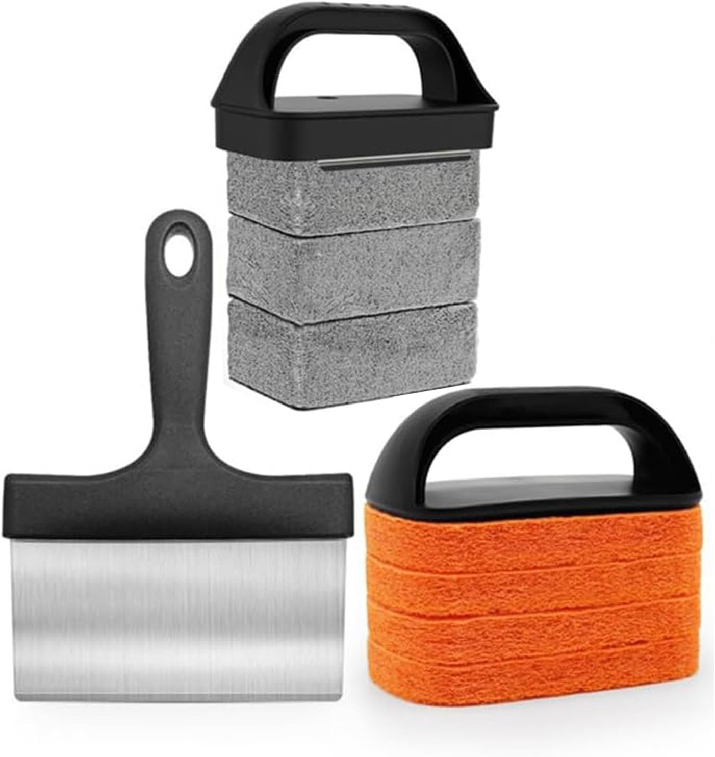 Heavy Duty Grill Cleaning Kit for Flat Top Griddle Commercial Grade Scraper & Stone Cleaner with Handle, Cast Iron Care & Maintenance Tools, Outdoor Cooking & Barbecue Accessories image number 4