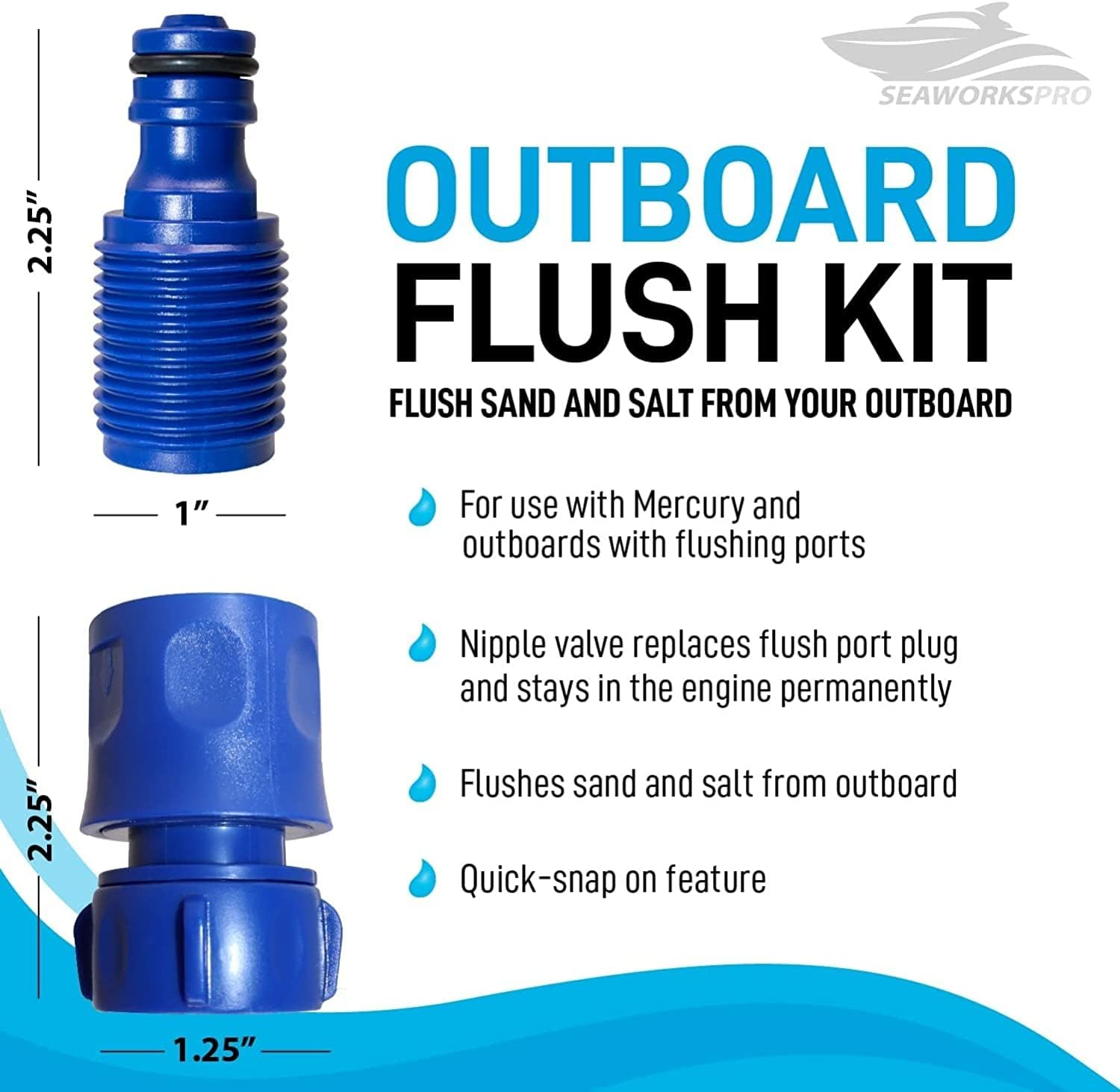 Marine Outboard Engine Flush Connect Kit, for Outboard Engines Including Mercury, Yamaha, Suzuki, Mariner and More, Blue