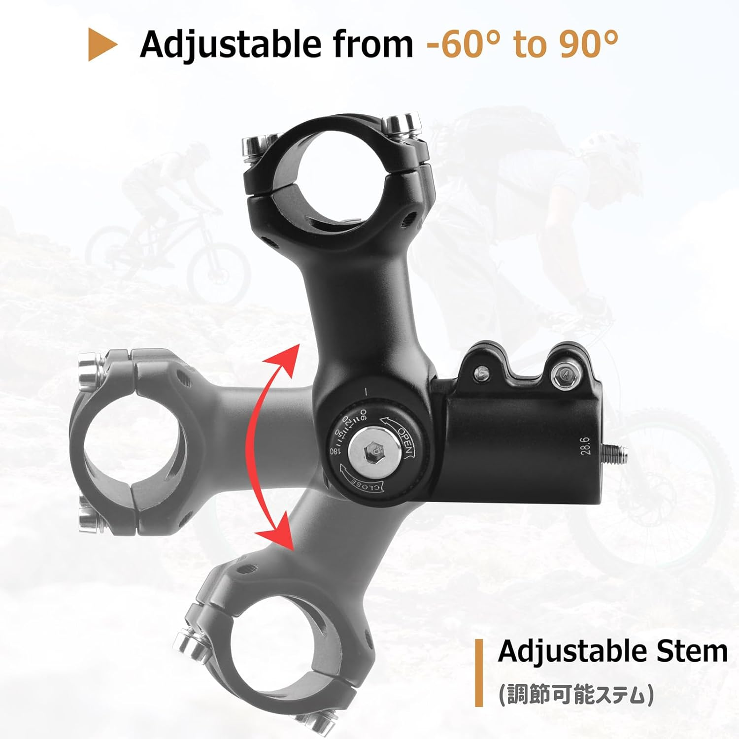 Azarxis Bike Stem Adjustable 0-90 Degree 25.4 31.8Mm Bicycle Handlebar Stem 60 80 93 100Mm for Mountain Bike Road Bike BMX MTB image number 3