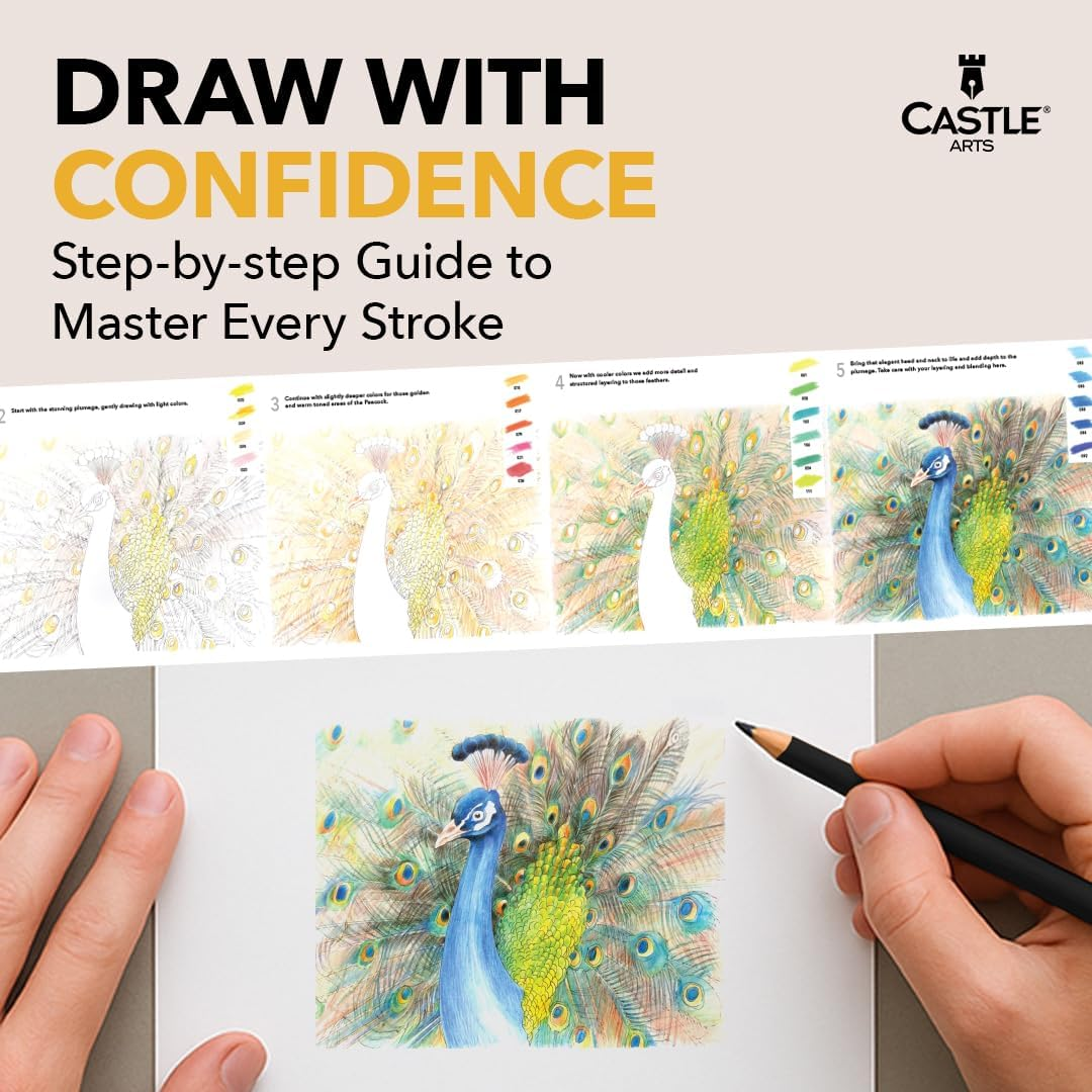 Castle Art Supplies Watercolor Pencils Set | 120 Vibrant Pigments for Blending, Drawing and Painting | Adults and Professionals | Presented in Tin Case