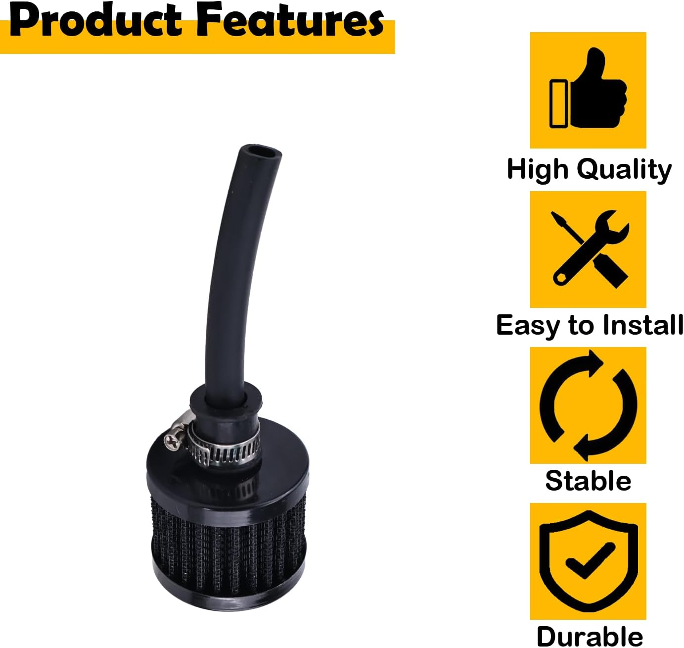 212Cc 196Cc 0.47" Inlet (12Mm) Air Filter Valve Cover Breather Filter Compatible with Predator 196Cc 6.5Hp GX160 GX200 CT200U BT200X KT196 CT200U-EX Go Kart Mini Bike (Black) image number 6