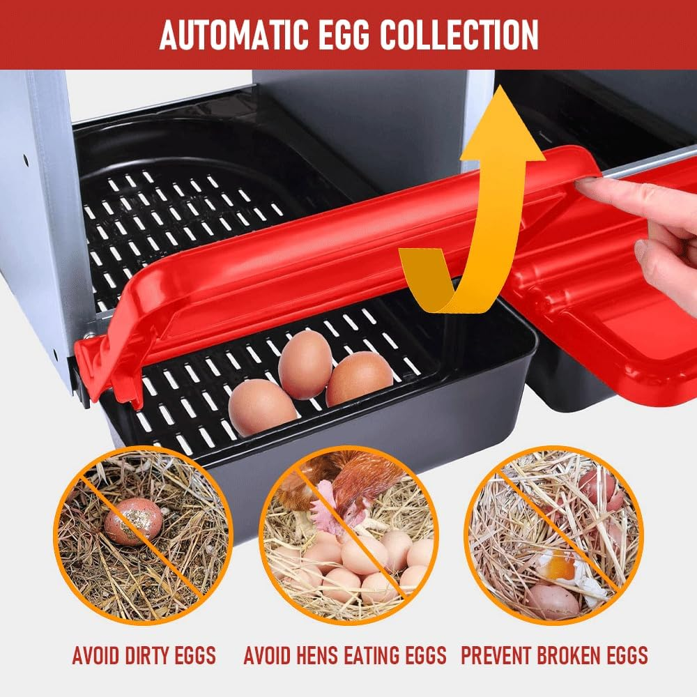 3 Hole Chicken Nesting Box Chicken Hen Laying Nest Box Nesting Box, Chicken Hen Coop Hutch Laying Nesting Box 3 Compartment inside outside Roll Away Lay Egg Nesting Box image number 2