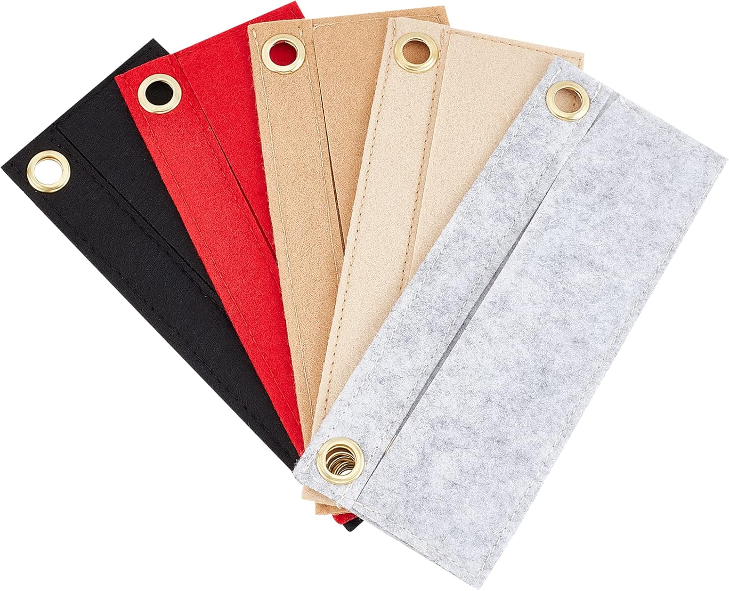 WADORN 5 Colors Purse Felt Insert Organizer, Multipurpose Handbag Liner Tote Bag Organizer with Eyelet in Inner Pocket Storage for Travel Cosmetic Bag, 2.7X6.7 Inch Black image number 1