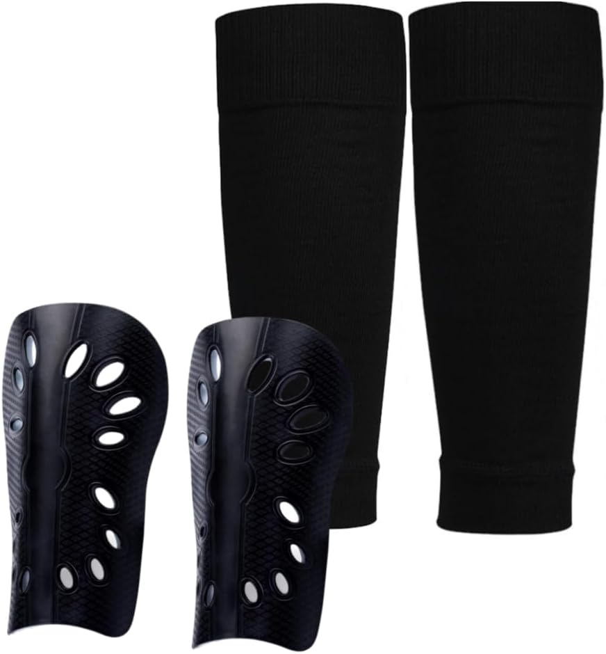 Luojinluoda Soccer Shin Set, 2 PCS Soccer Shin Pads and 2 PCS Shin Guard Sleeves Featuring Lightweight Football Gear with Cushion Impact Reduction for Both Adults and Kids image number 4
