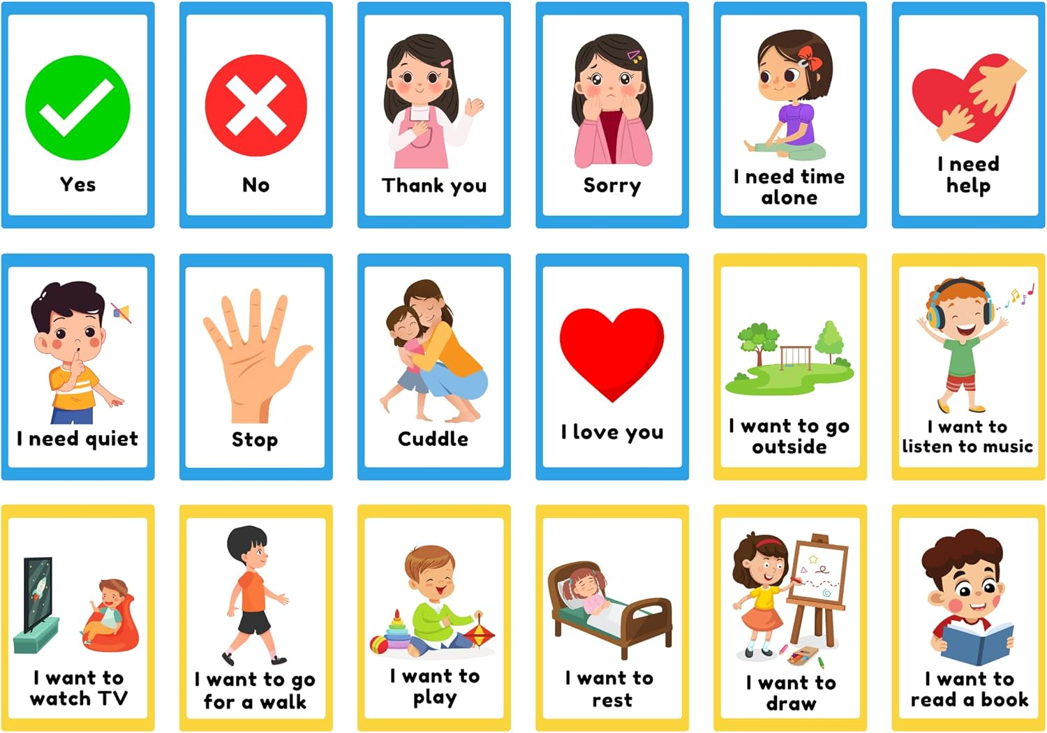 Communication Cards for Non Verbal Children and Adults, Autism Special Needs Visual Aid Communication Speech Delay Flash Cards image number 1
