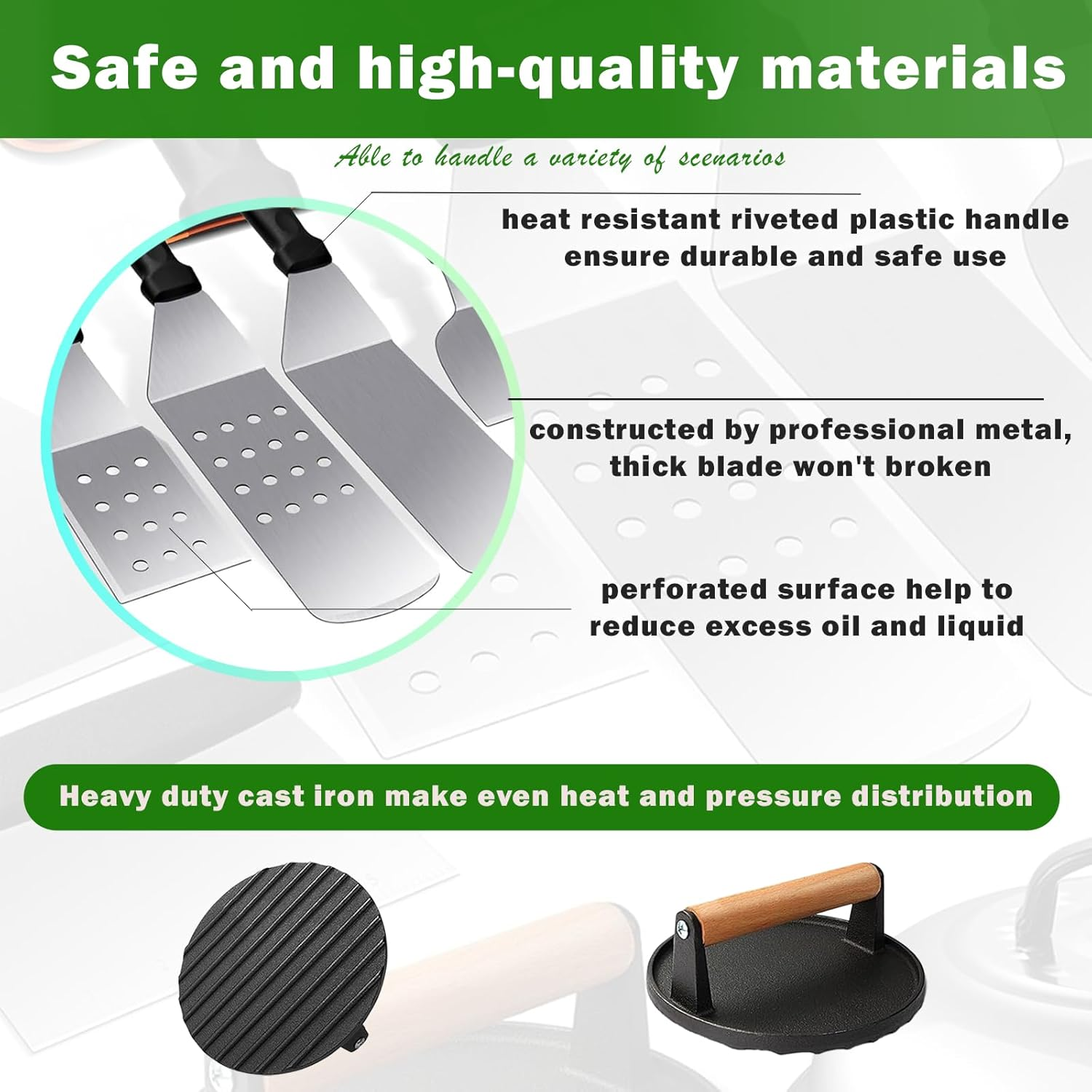 Daybreakaura Griddle Accessories Kit - 29 PCS for Blackstone and Camp Chef. Includes Metal Spatula Set, Burger Press, Melting Dome, Scraper, Tongs, Carry Bag for Outdoor BBQ image number 2