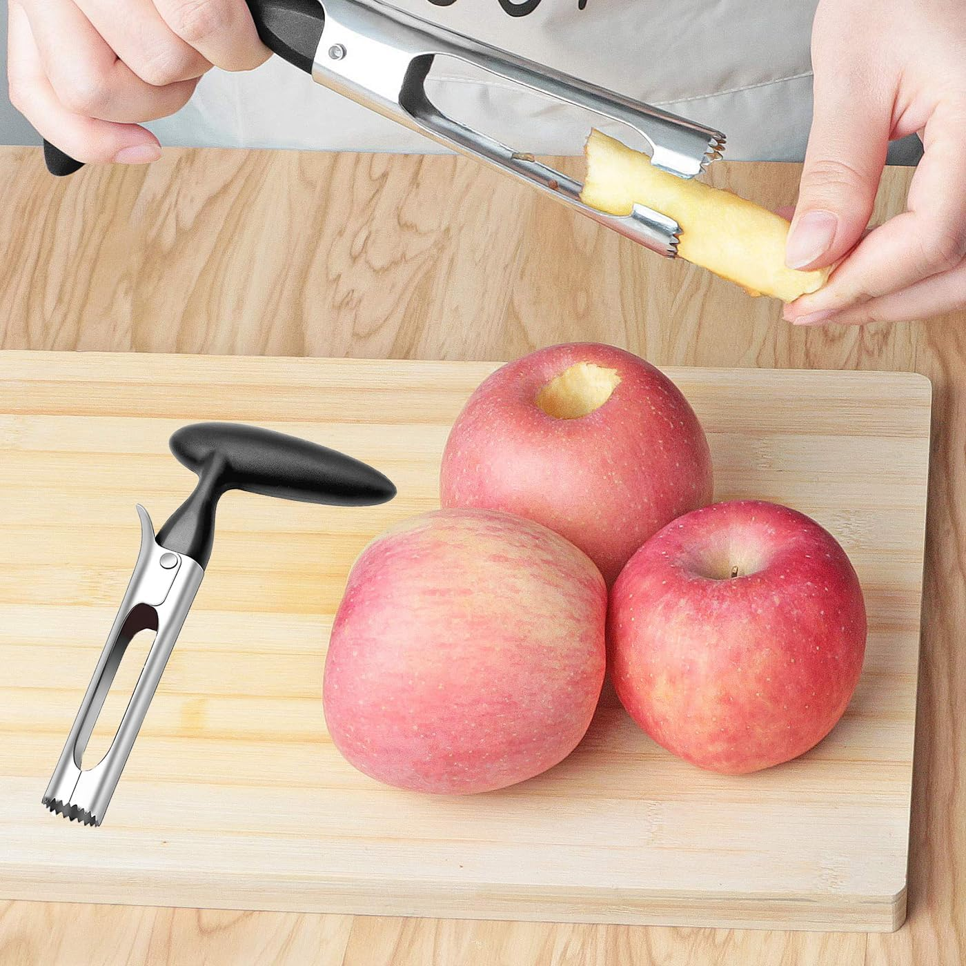 Weenwill Apple Corer,2 Pieces Stainless Steel Corer Slicer Fruit Cutter Apple Corer Remover Kitchen Gadgets Apple Corers for Home and Kitchen Pears Bell Peppers Honeycrisp Apples image number 6