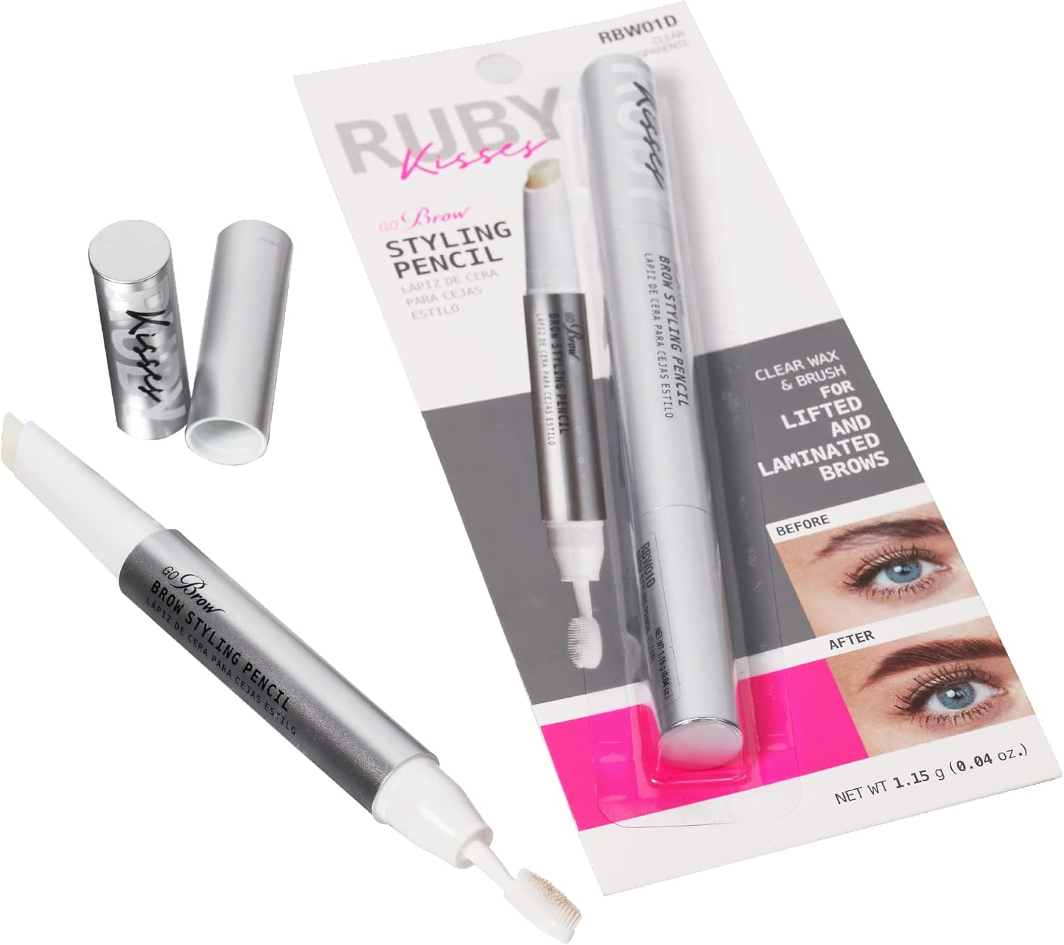 Ruby Kisses Brow Styling Pencil with Brush, Long-Lasting Eyebrow Wax, Clear Brow Shaper, Precision Sculpting & Shaping, Professional Quality, Easy Application image number 1