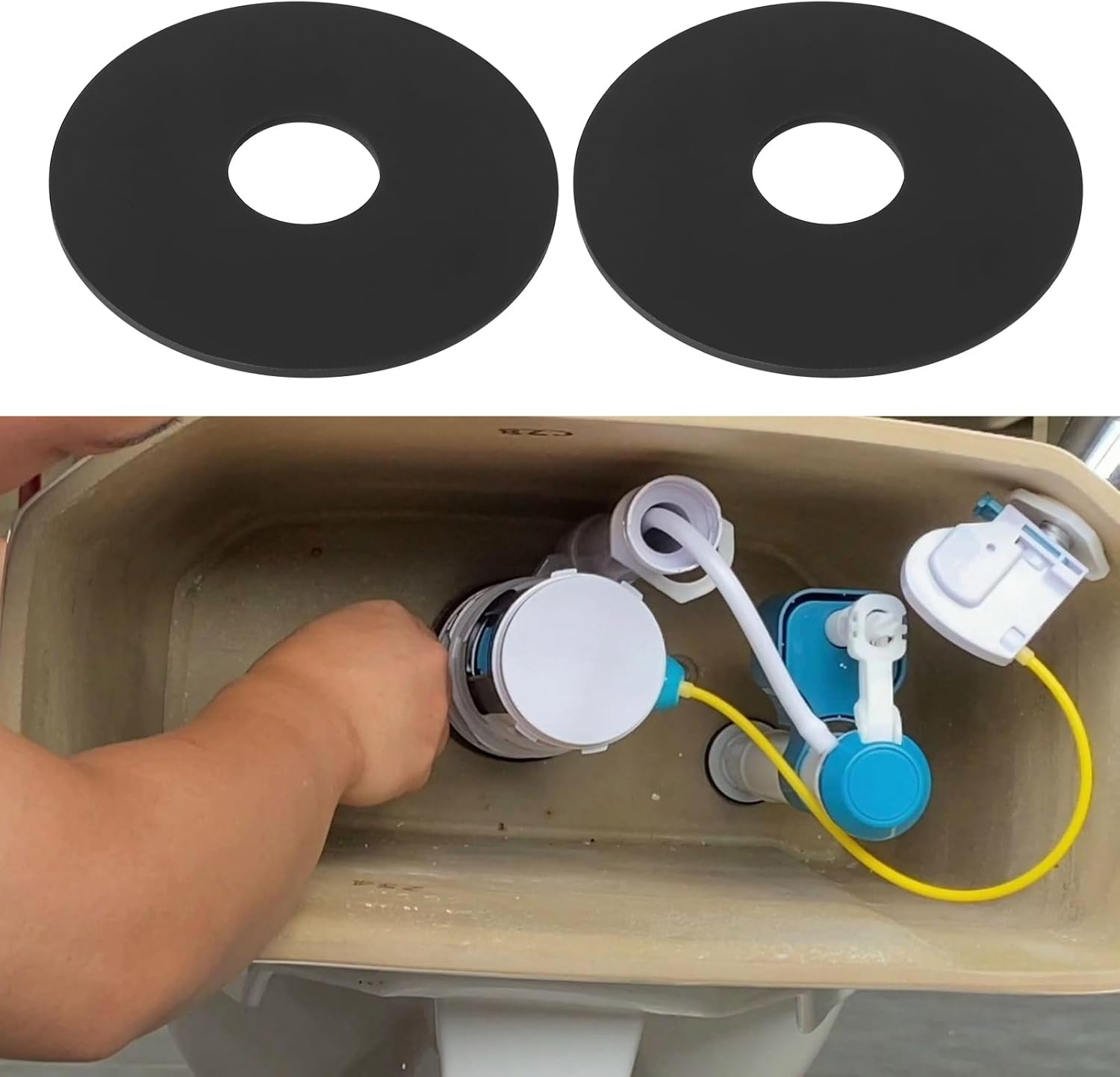 Ecsing 4Pcs Water Tank Sealing Gasket Embedded Water Tank Sealing Rubber Ring Compatible with Ideal Standard Cistern 74X22X2Mm Black image number 6