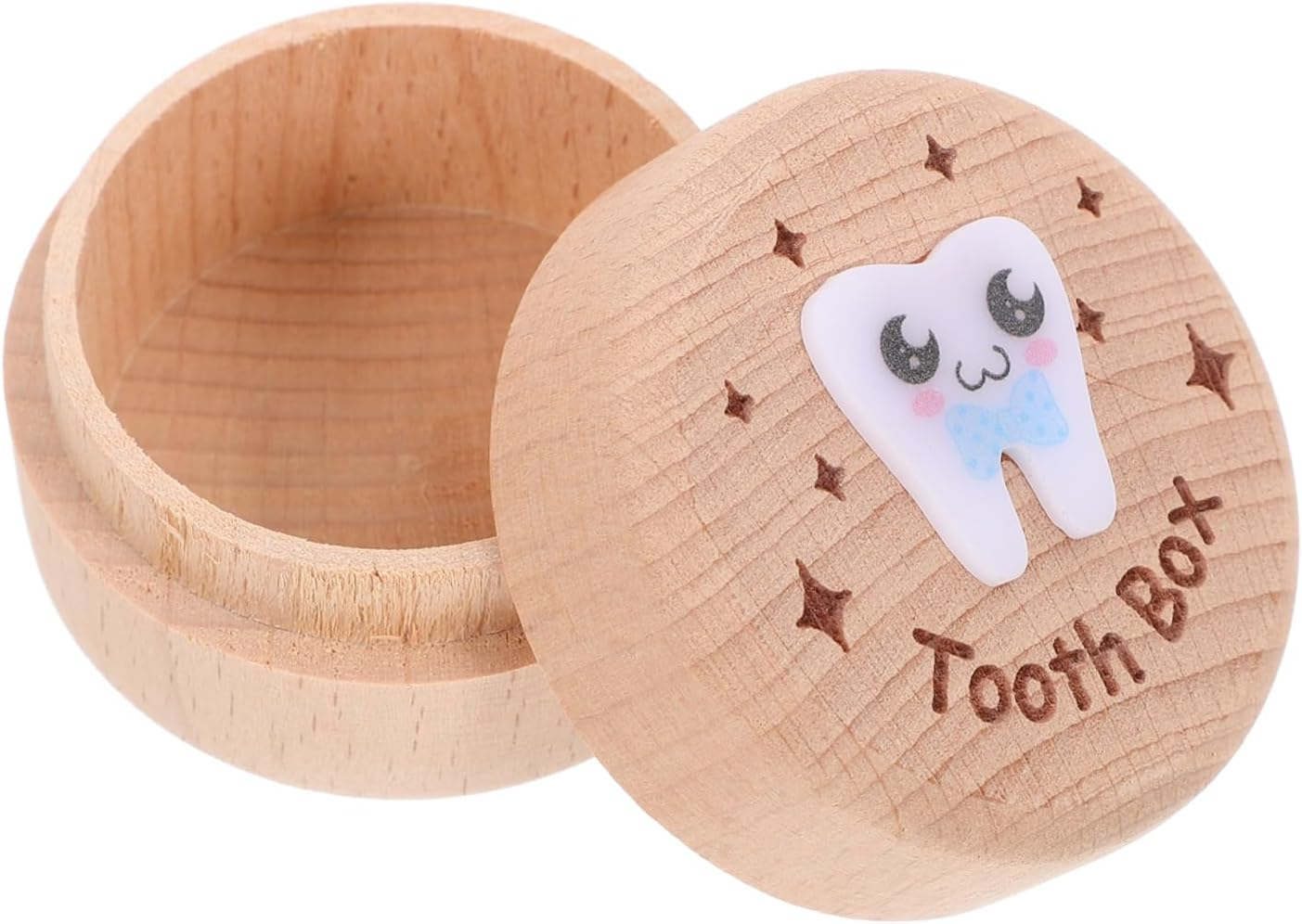 HANABASS Deciduous Tooth Box Wooden Fetal Hair Holder Boy Girl Teeth Keepsake Organizer Collection image number 4