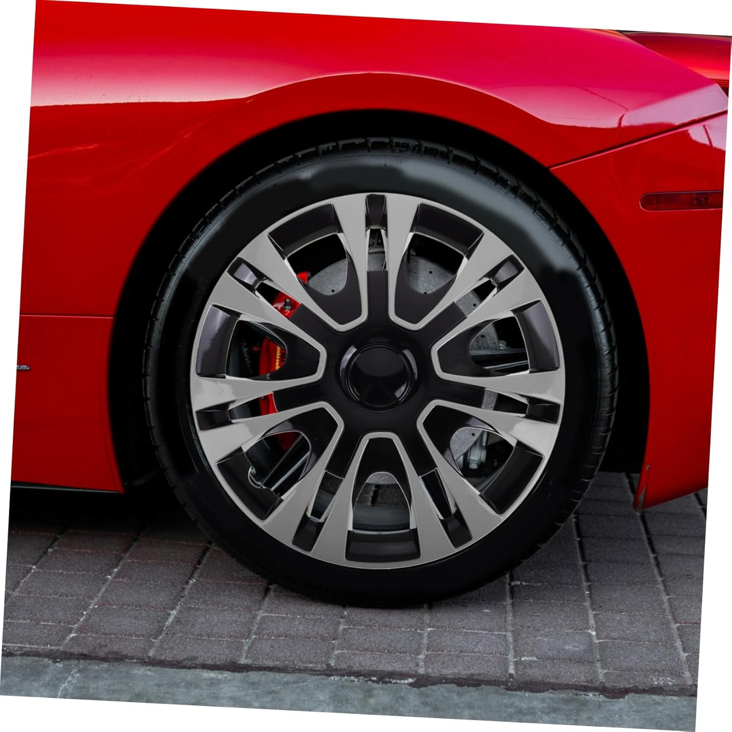 FELTECHELECTR 13 Inch Wheel Hub Covers Universal Fit Silver PP Rim Caps Easy Install Water Splash Guard Car Wheel Decorative Accessories image number 2