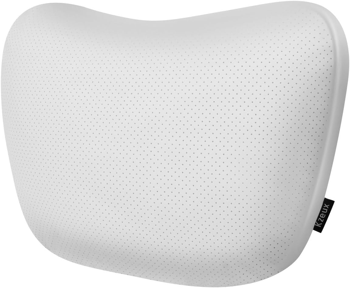 Kzeux Upgraded Car Seat Neck Pillow - Adjustable Height Headrest Cushion - for Tesla Models 3/Y/S/X High Elastic Pearl Cotton Interior and Ventilated Nappa Leather - Neck Pain Relief (1 Pack White) image number 2