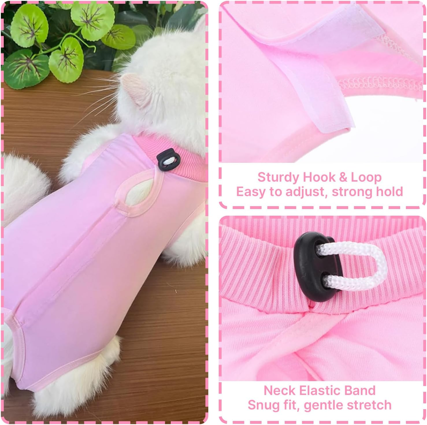 Velmoriah Cat Recovery Suit, Breathable Cat Onesie after Surgery Female for Abdominal Wounds or Skin Diseases, Kitten Surgery Recovery Suit for Cats anti Licking (Pink, S) image number 6