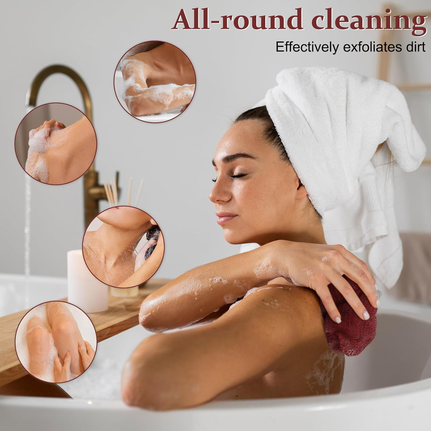 African Net Sponge with Knots,Authentic Exfoliating Bath Sponge for Deep Cleansing, Long-Lasting Body Scrub, Shower & Bath Accessories for Women & Men (Dark Grey)