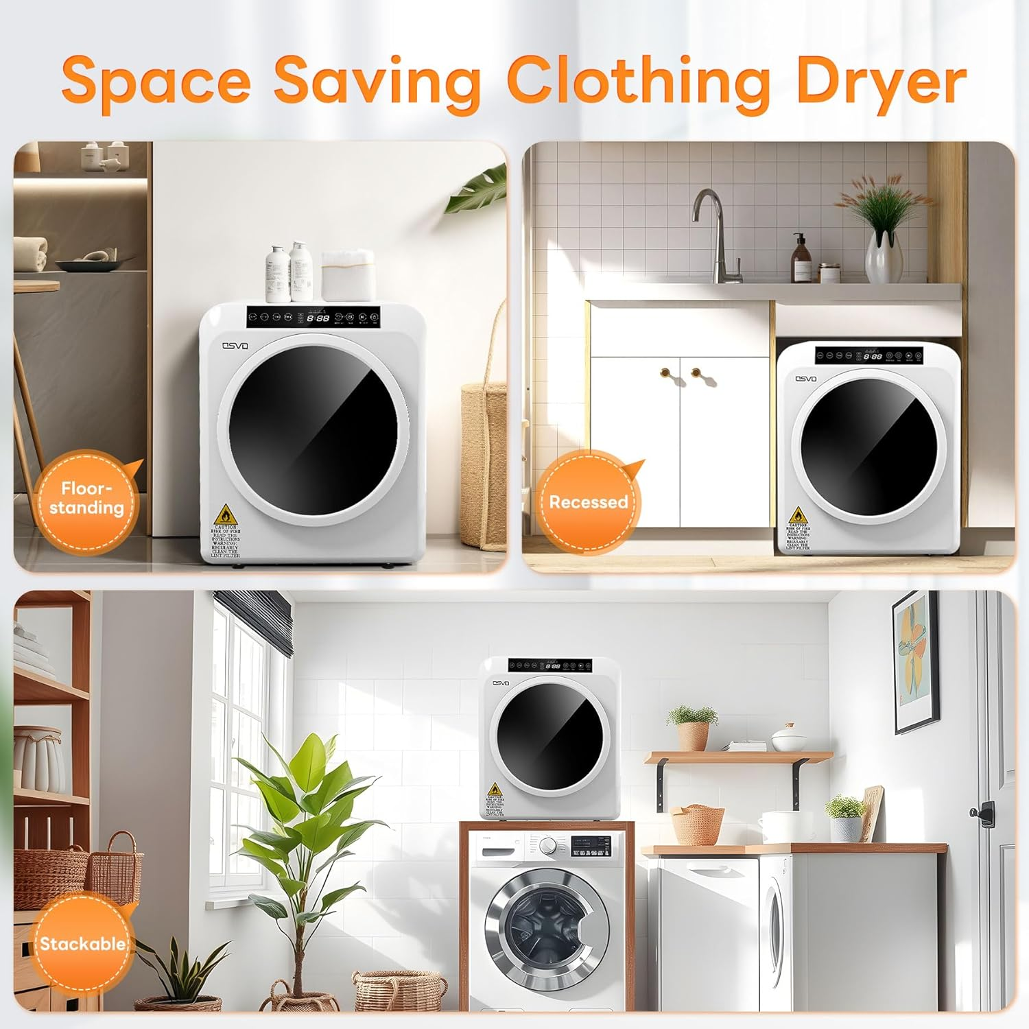 Clothes Dryer Machine 6Kg, with Digital Panel Fully Automatic Tumble Dryer for Home Indoor Laundry image number 3
