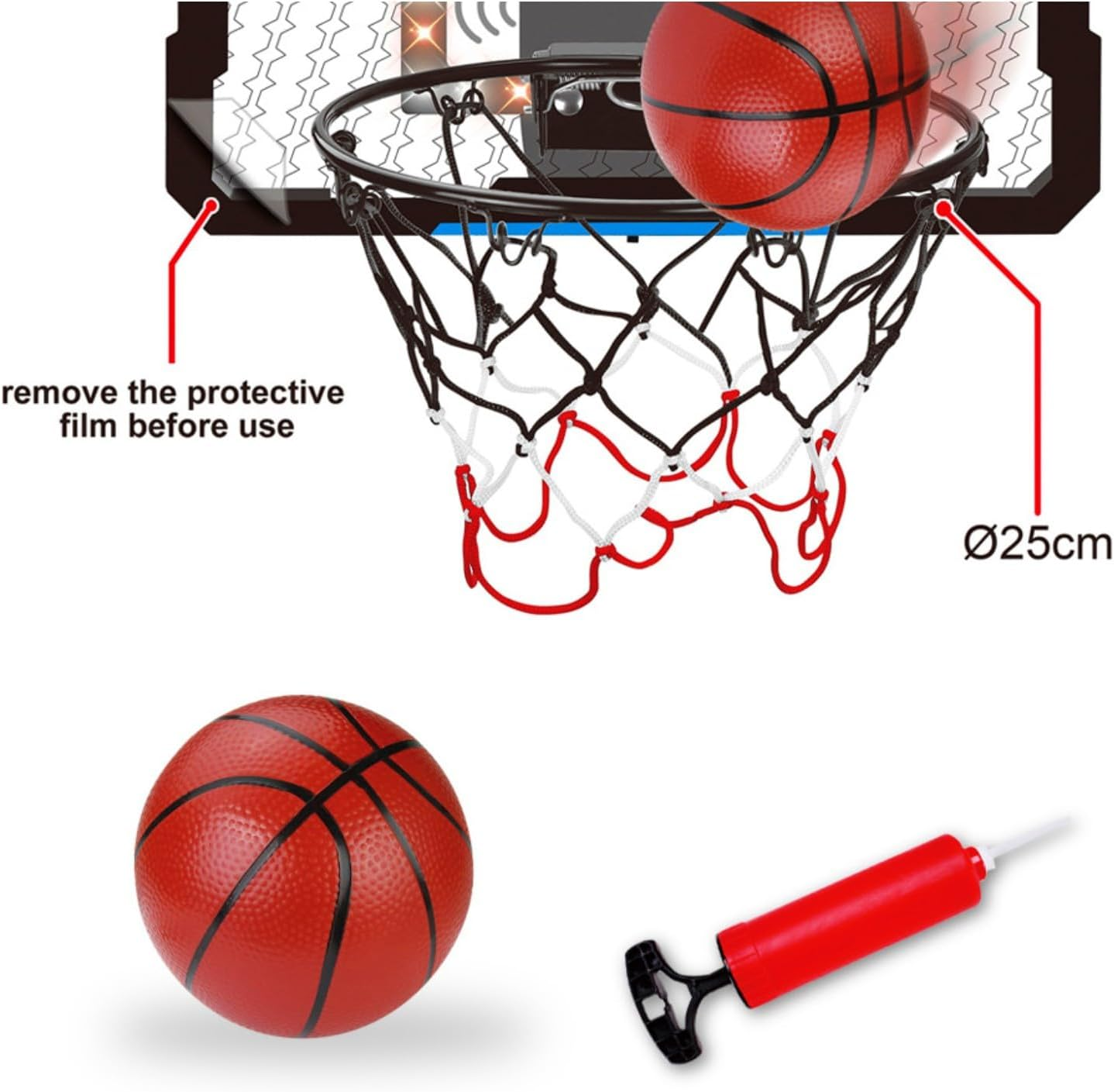 Portable Basketball Hoop for Teen, over the Door Basketball Hoop with Scoreboard and Sounds and 4Pcs Basketballs, Kids Indoor Sport Game image number 6