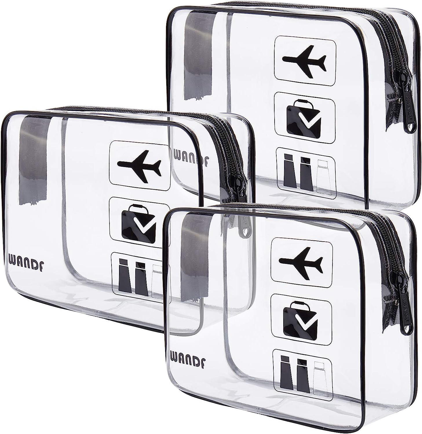 TSA Approved Clear Travel Toiletry Bag Wih Zippers Carry-On Travel Accessories Quart Size Toiletries Cosmetic Pouch Makeup Bags for Men and Women (2 Pcs)